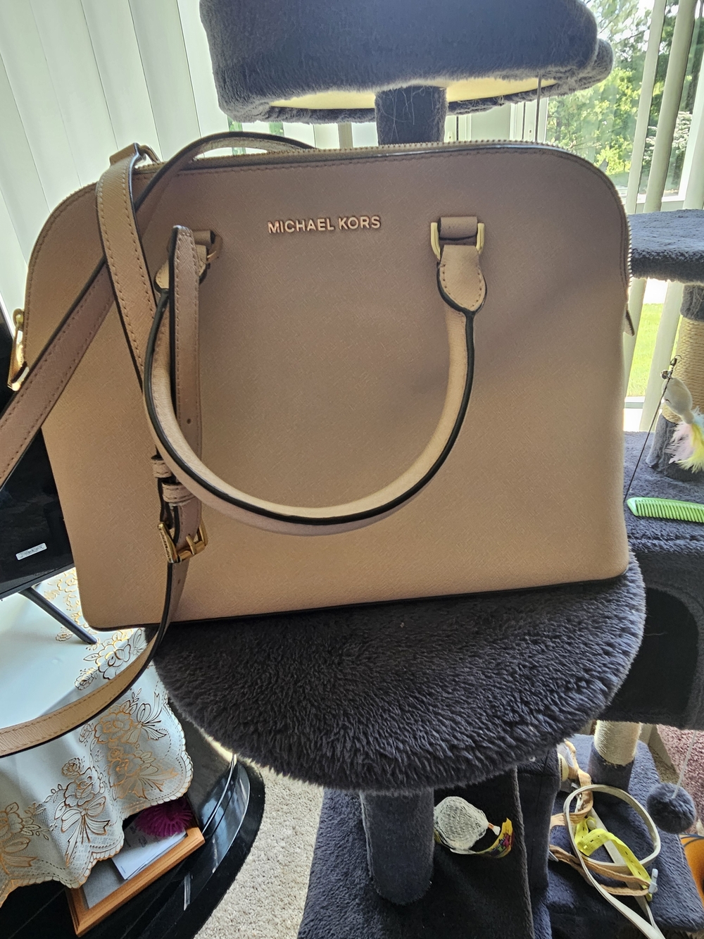 Michael Kors Blush Dome Satchel with Gold Accents
